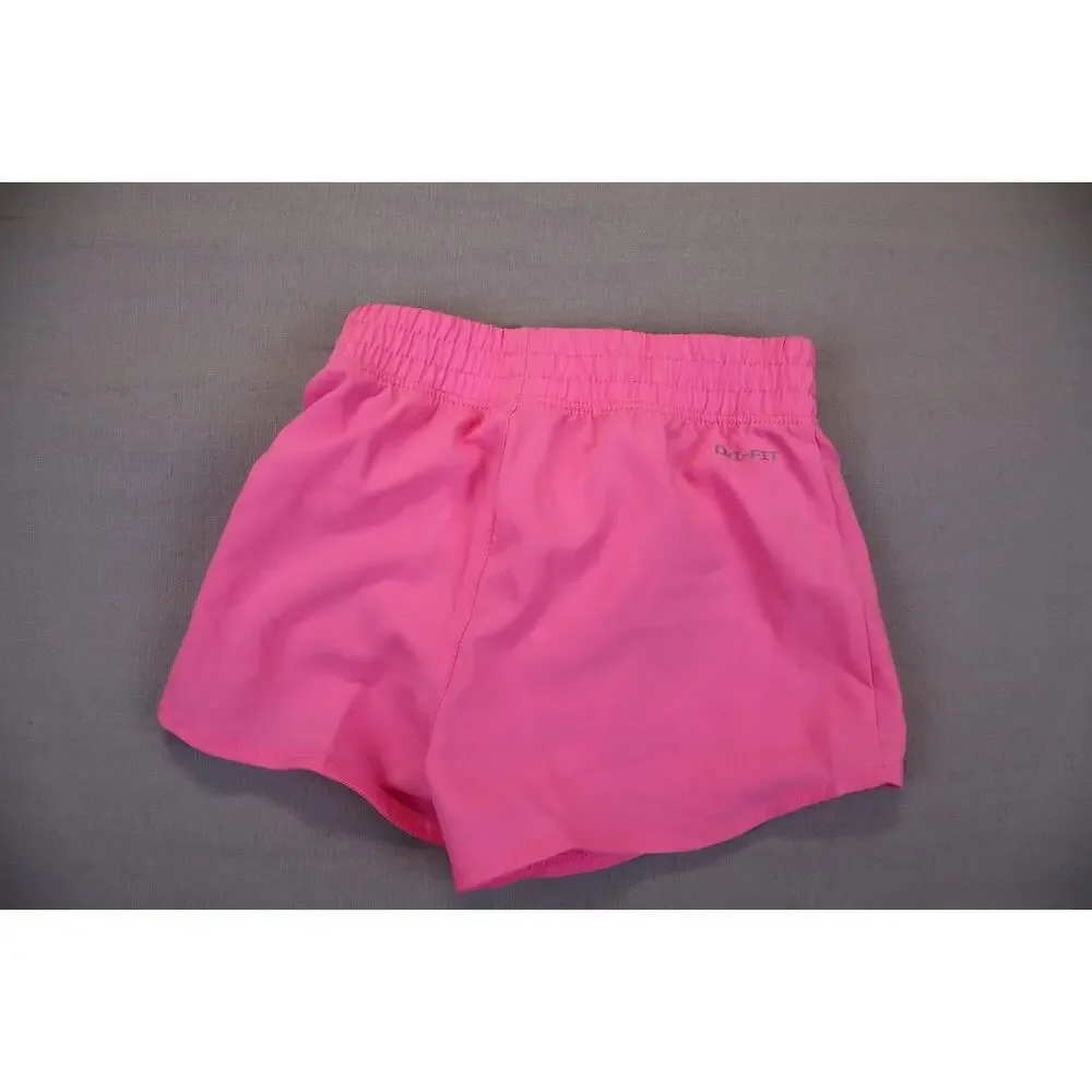 NEW Nike Girls Toddler Dri Fit Pink Glow Woven Athletic Shorts Size 4T